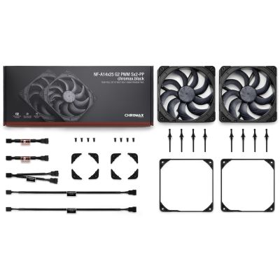 8. Wentylator NOCTUA 140mm NF-A14x25 G2 PWM Sx2 PP chromax black