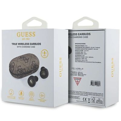 6. Słuchawki Bluetooth TWS Guess 4G Metal ze stacją dokującą ENC - brązowe