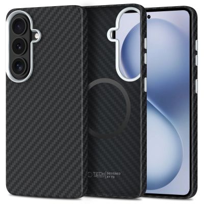Etui Tech-Protect Ion Carbon MagSafe na Samsung Galaxy S26 - czarno-srebrne