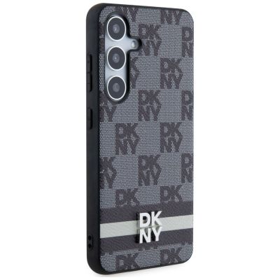 5. Etui DKNY Leather Checkered Mono Pattern & Printed Stripes na Samsung Galaxy S24+ - czarne