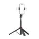 15. Selfie stick WC12YDS teleskopowy tripod 1.3m ze stopu aluminium z podwójną lampą i uchwytem na telefon - czarny
