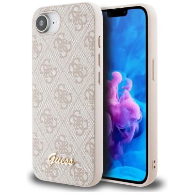 7. Etui Guess 4G Script Logo MagSafe na iPhone 16e - różowe