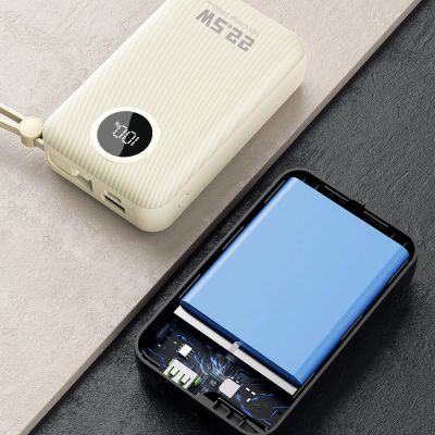 8. Powerbank Dudao K14+ 20000mAh 22.5W USB-C / USB-A / wbudowane kable Lightning i USB-C - biały