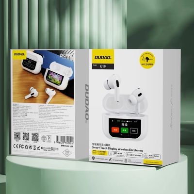 11. Słuchawki Dudao U19 douszne TWS bezprzewodowe Bluetooth 5.3 z wyświetlaczem LED - białe