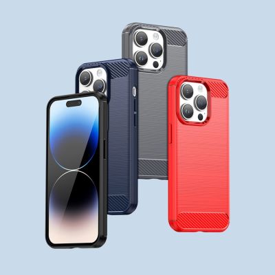 12. Carbon Case etui iPhone 14 Pro Max elastyczny żelowy pokrowiec na tył plecki niebieski