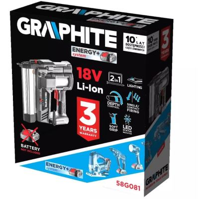 8. Zszywacz akumulatorowy Graphite 2w1 Energy+ 18V Li-Ion bez akumulatora