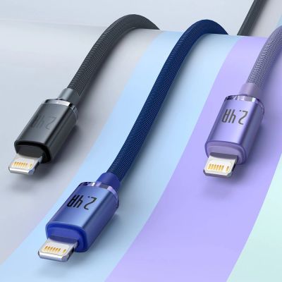 9. Baseus Crystal Shine Series kabel przewód USB do szybkiego ładowania i transferu danych USB Typ A - Lightning 2,4A 1,2m niebieski (CAJY000003)
