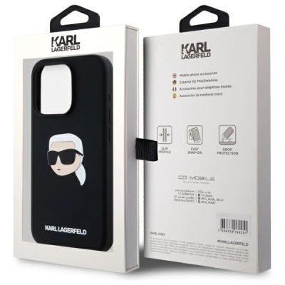 8. Etui Karl Lagerfeld Silicone Karl Head Print MagSafe na iPhone 15  Pro 6.1" - czarne