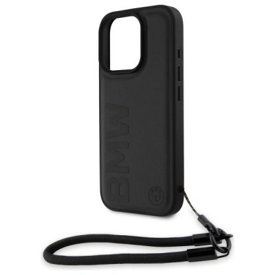 5. Etui BMW Signature Leather Wordmark Cord na iPhone 16 Pro Max - czarne