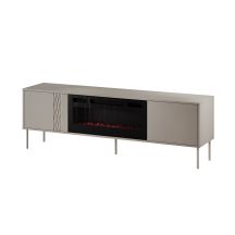 Szafka RTV EF + kominek czarny TRESSE 180x40x54,5 kaszmir mat