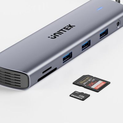 13. UNITEK D1113BGY01 huby i koncentratory 2 x USB 3.2 Gen 2 (3.1 Gen 2) Type-C 1000 Mbit/s Szary