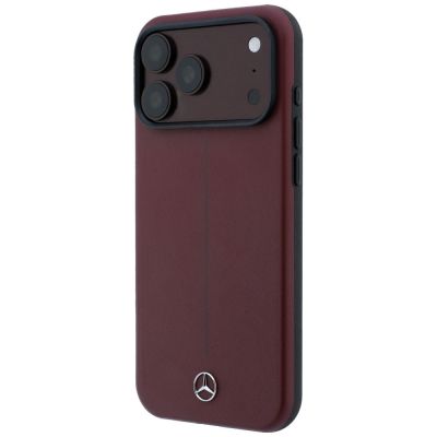 2. Etui Mercedes Leather Semi Wrap Iconic Line MagSafe na iPhone 18 Pro / 17 Pro - burgundowe