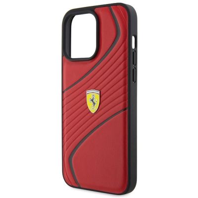 6. Etui Ferrari Twist Metal Logo na iPhone 15 Pro Max - czerwone