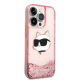4. Etui Karl Lagerfeld Glitter Choupette Head na iPhone 14 Pro - różowe