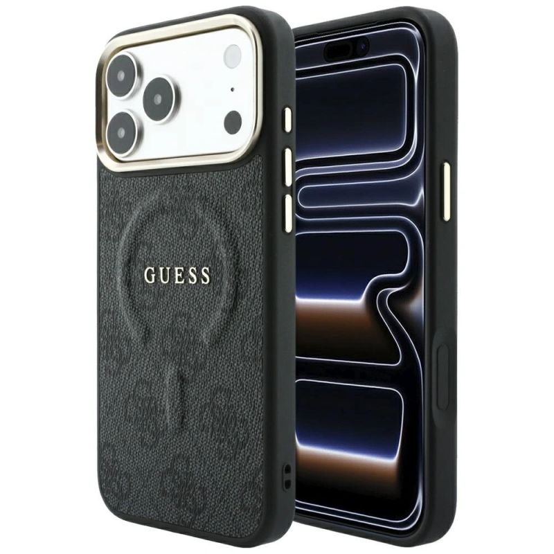 Etui Guess Embossed 4G Classic MagSafe na iPhone 17 Pro / 18 Pro - czarne