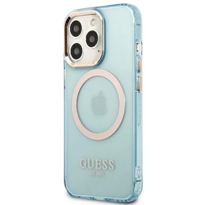 2. Etui Guess Gold Outline Translucent MagSafe na iPhone 13 Pro / iPhone 13 - niebieskie