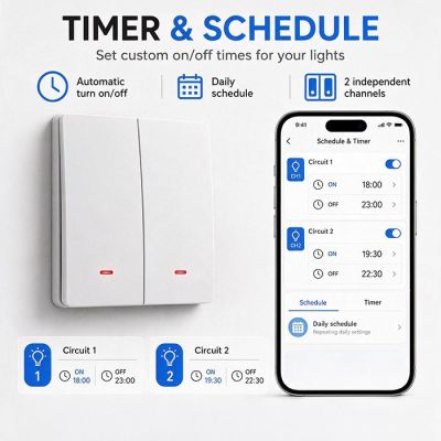 7. QOLTEC WŁĄCZNIK/WYŁĄCZNIK ŚWIATŁA | 2-KANAŁOWY | WI-FI | TIMER | TUYA | BIAŁY