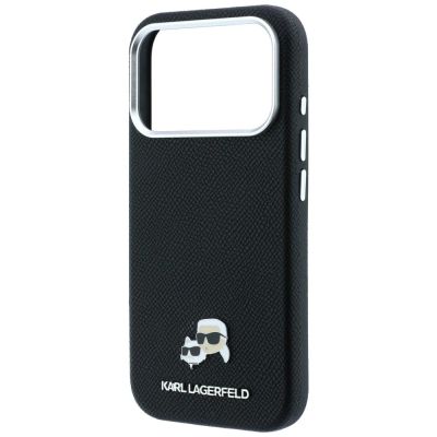 6. Etui Karl Lagerfeld Grained Heads Metal MagSafe na iPhone 17 Pro Max / 18 Pro Max -czarne