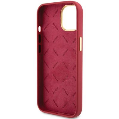7. Etui Guess Silicone Script Metal Logo & Frame na iPhone 15 - czerwone