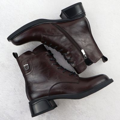 4. Skórzane botki damskie workery brązowe Filippo DBT7369