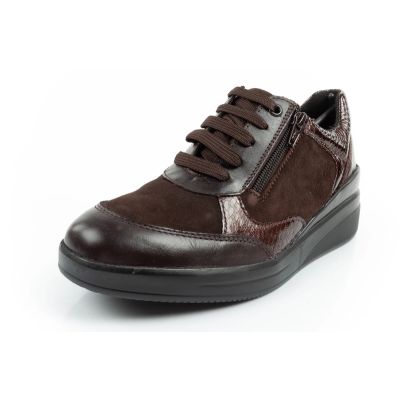 3. Scholl Emma Laces uty damskie sportowe skórzane brązowe platforma