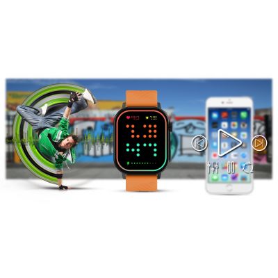 17. Smartwatch Gravity GT15-2 Pomarańczowy Pasek Silikonowy + Czarna Bransoleta
