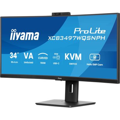 5. Monitor IIYAMA 86,4cm (34") XCB3497WQSNPH-B1 21:9 HDMI+DP+USB-C Webc