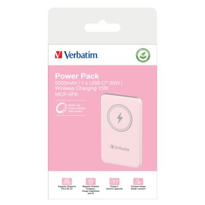 4. Verbatim Charge 'n' Go Litowo-polimerowy (LiPo) 5000 mAh Bezprzewodowe ładowanie Różowy