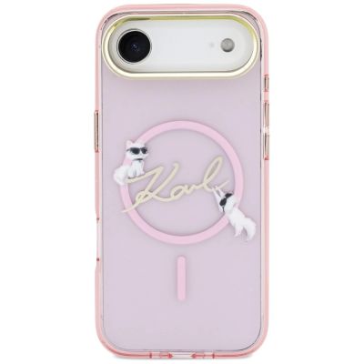 3. Etui Karl Lagerfeld IML Choupettes Karl  Script Logo MagSafe na iPhone Air - różowe