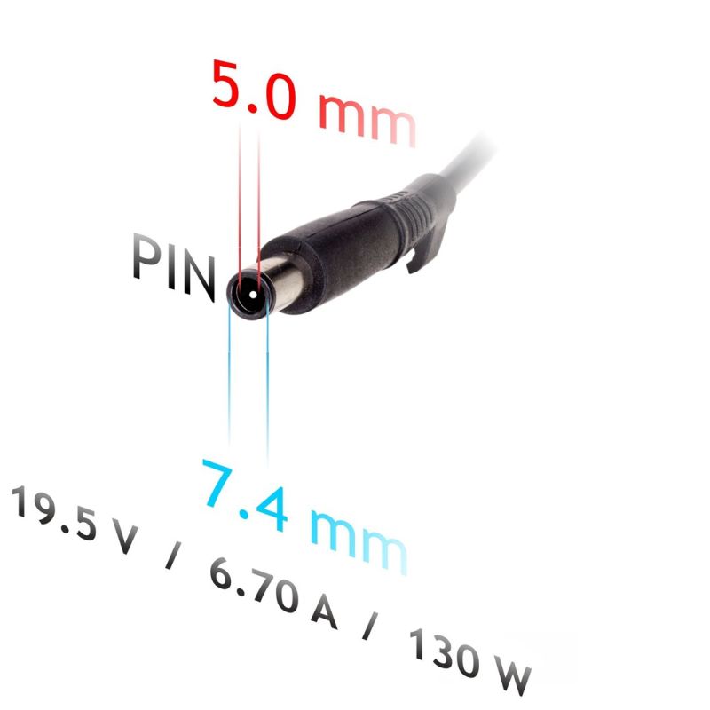 3. Zasilacz sieciowy Akyga AK-ND-57 do notebooka DELL (19,5 V; 6,75 A; 130W; 7.4 mm x 5 mm)