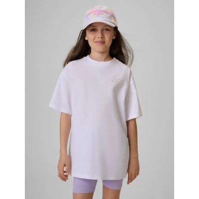 T-shirt loose gładki dziewczęcy 4F 4FJRSS26TTSHF3984-11S