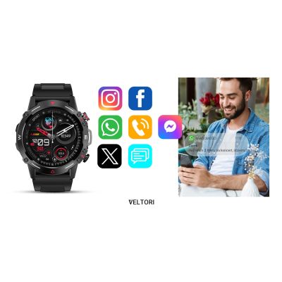 11. Smartwatch VELTORI VT110-1 Czarny Pasek Silikonowy