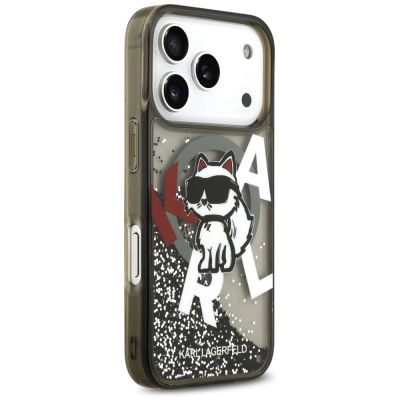 4. Etui Karl Lagerfeld Liquid Glitter Choupette Logo MagSafe na iPhone 17 Pro - czarne
