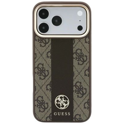 3. Etui Guess 4G with Stripe Round and Classic Logos MagSafe na iPhone 17 Pro / 18 Pro - brązowe