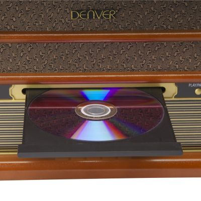 7. Drewniane centrum muzyczne retro Denver MRD-51 z gramofonem