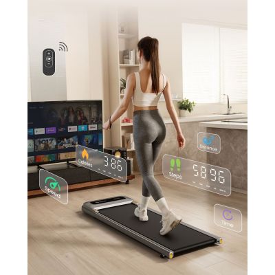 21. Bieżnia Urevo U1 Smart Walkingpad + Biurko regulowane elektrycznie TUCKANO czarny/orzech