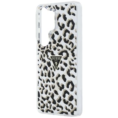 6. Etui Guess IML Leopard Print Triangle MagSafe na Samsung Galaxy S26 Ultra - czarne