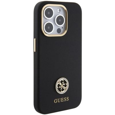 4. Etui Guess Silicone Logo Strass 4G do iPhone 15 Pro - czarne