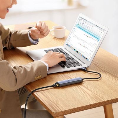 7. Ugreen wielofunkcyjny adapter HUB USB 3.0 - 3 x USB / Ethernet RJ-45 / USB Typ C PD szary (CM475)