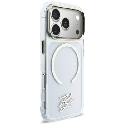 4. Etui Karl Lagerfeld IML KL Script Logo MagSafe na iPhone 17 Pro - przezroczyste