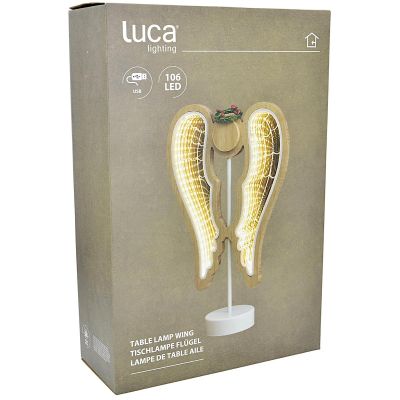 5. ANIOŁ DEKORACYJNY SKRZYDŁA DREWNIANY 106 LED INFINITY 37CM USB LUCA