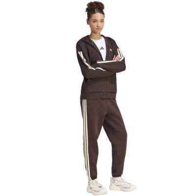 6. Bluza damska adidas Essentials 3-Stripes Full-Zip Fleece Hoodie brązowa KX0784