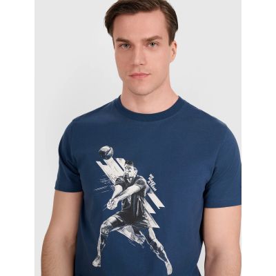 4. T-shirt regular z nadrukiem siatkarskim męski 4F 4FRAW25TTSHM3237-46S