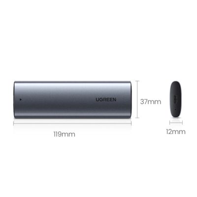 14. Ugreen kieszeń na dysk obudowa dysku twardego M.2 B-Key SATA 3.0 5Gbps szary + kabel USB Typ C (CM400)