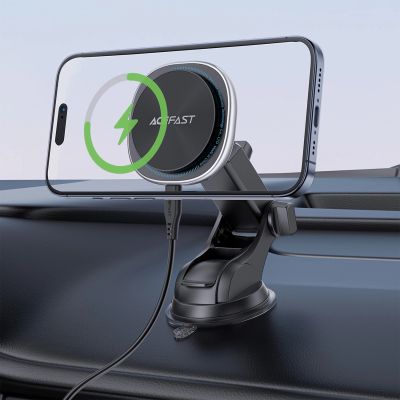6. Uchwyt magnetyczny Acefast D42 z ładowarką bezprzewodową na deskę rozdzielczą kompatybilny z MagSafe - czarny
