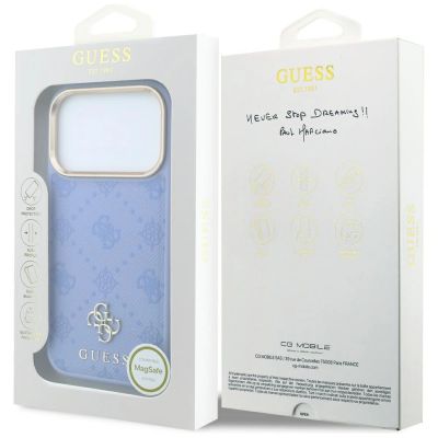 8. Etui Guess Peony 4G Small Logo MagSafe na iPhone 18 Pro / 17 Pro - jasnoniebieskie