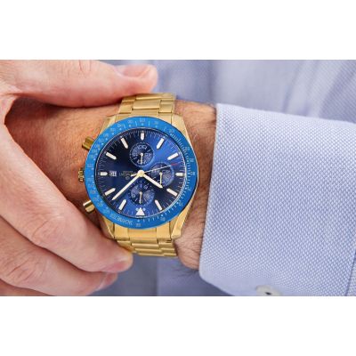 4. Zegarek Męski Giewont Chronograph Sapphire Złoto Niebieski GW8720-B6