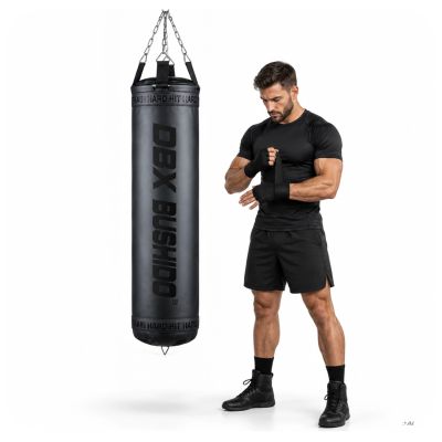 Worek bokserski PREMIUM + obręcz SBRX Black  Pusty - 150cm | DBX Bushido