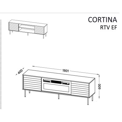 4. Szafka RTV EF CORTINA 180x40x60 czarny/orzech