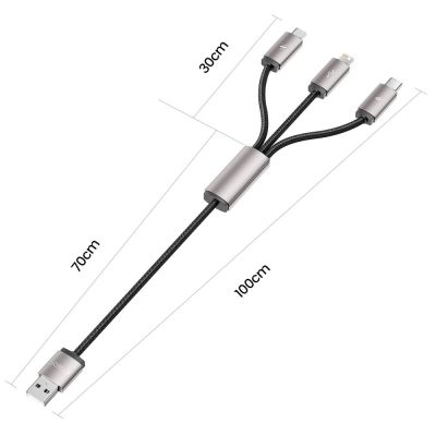 2. Kabel Tech-Protect UltraBoost 3w1 USB-A - Lightning / USB-C / micro USB 3.5A 1m - szary